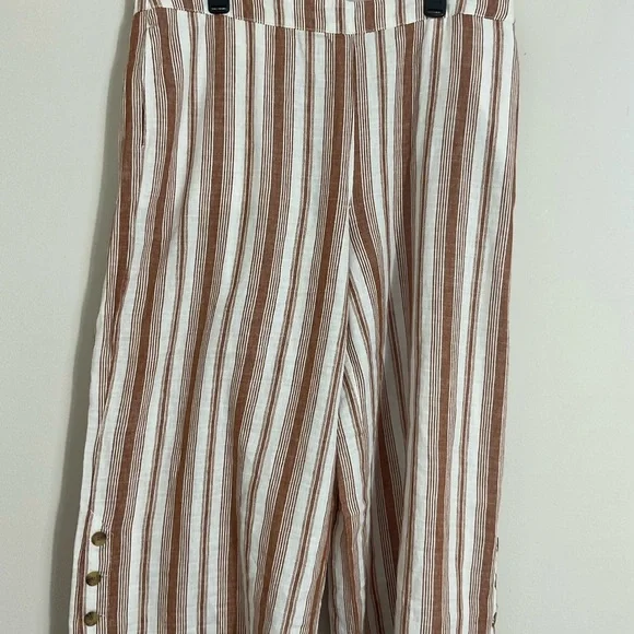 A New Approach ANA striped cropped Wide Leg Linen elastic waist pants Size XL - Picture 2 of 10
